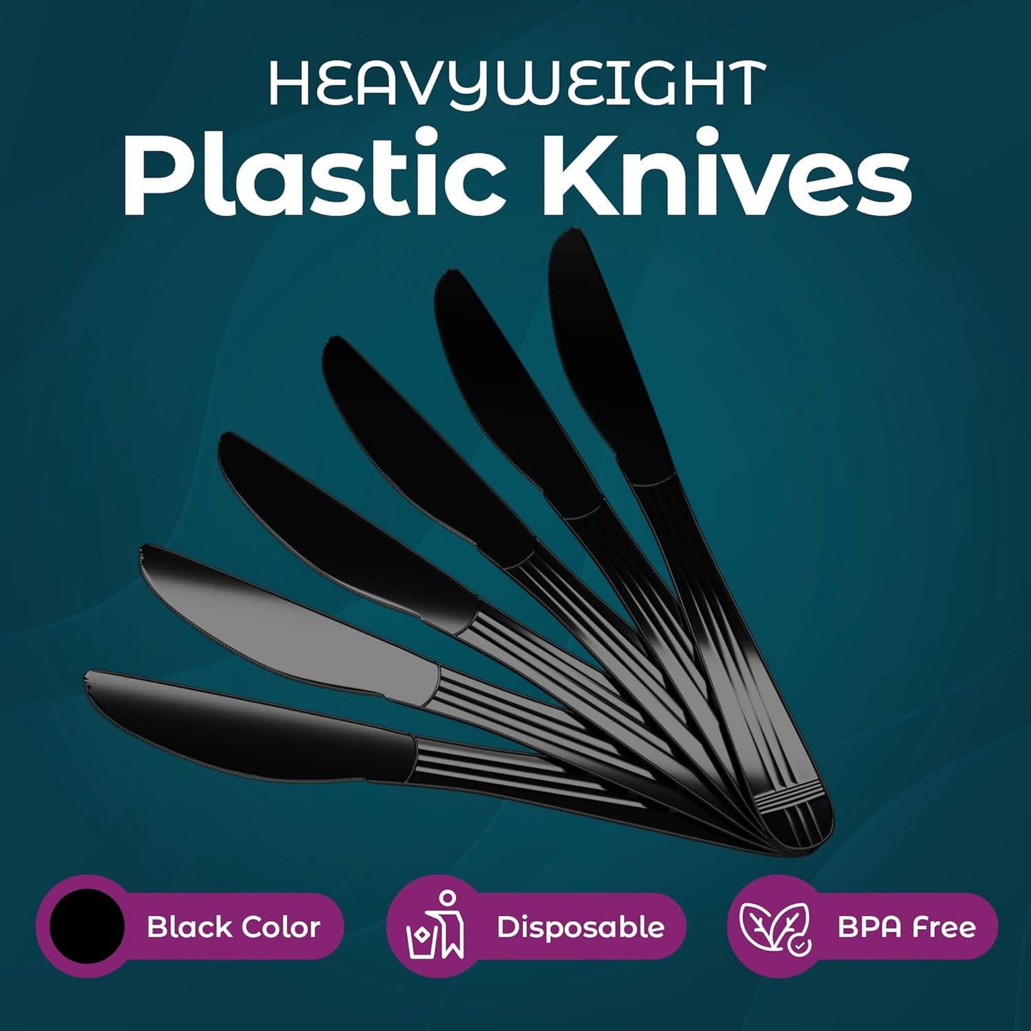 Plastic Knives Heavy Duty - Disposable Knives Plastic Utensils - Plastic Cutlery For Parties, Celebrations And Events Pack Of 500