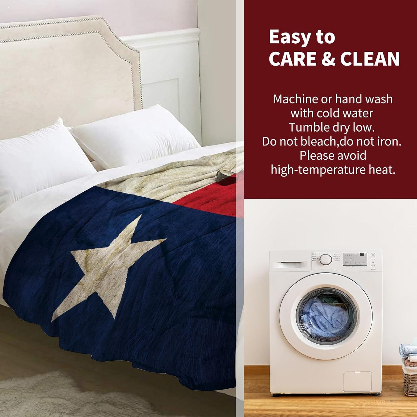 Texas Flag Blanket Gifts for Men Dad Boys Women Birthday Christmas Valentine Present Texas State Flag Theme Decor Bedroom Living Room Couch Sofa Kids Adults Teen Soft Cozy Plush Flannel Throws 60"x50"