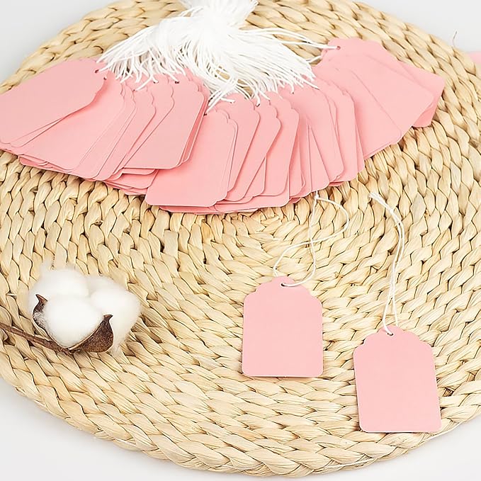 Hang Tags with String Attached,Pack of 500 Price Tags (2.75"x1.57",Pink)