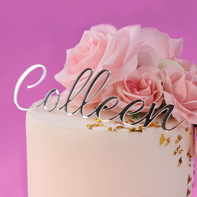 Custom Cake Name Sign, Acrylic Cake Name Plaque,Personalized Cake Name Plate Plaque,Cake Letters,Bonding with Icing,Cake Decoration for Birthday,BabyShower,Wedding