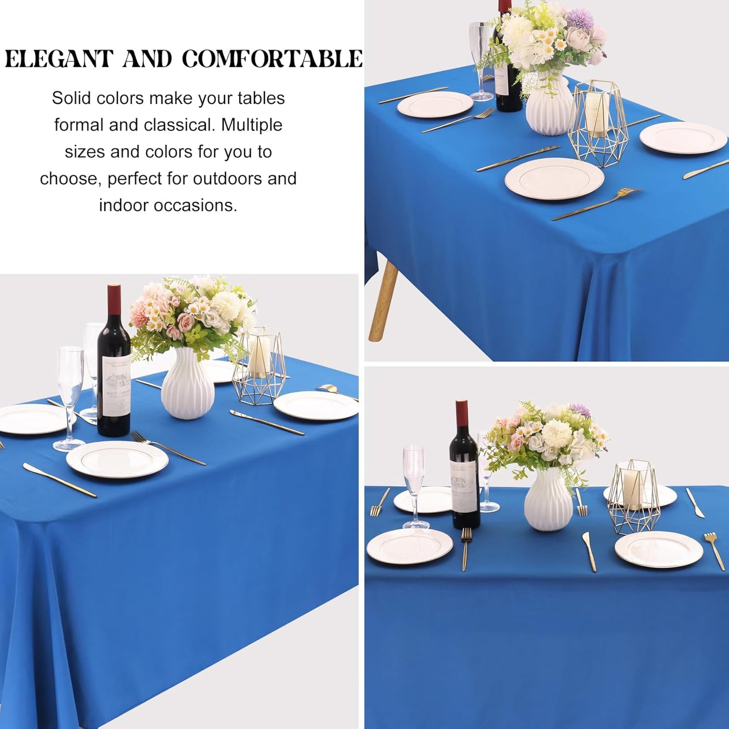 4 Pack Rectangle Tablecloth for 6 Foot Tables Washable Polyester Table Cover for Wedding Dining Table Parties Banquet（70x120 Royal Blue）