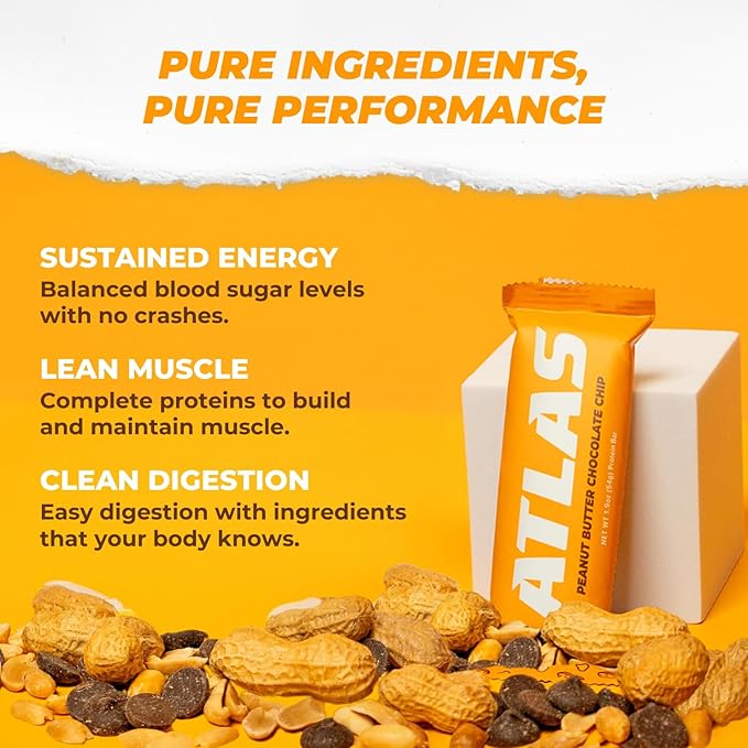 Atlas Bar – 20g Protein, 1g Sugar, 0g Seed Oils, 0g Sugar Alcohols (Variety Pack, 12 Count)