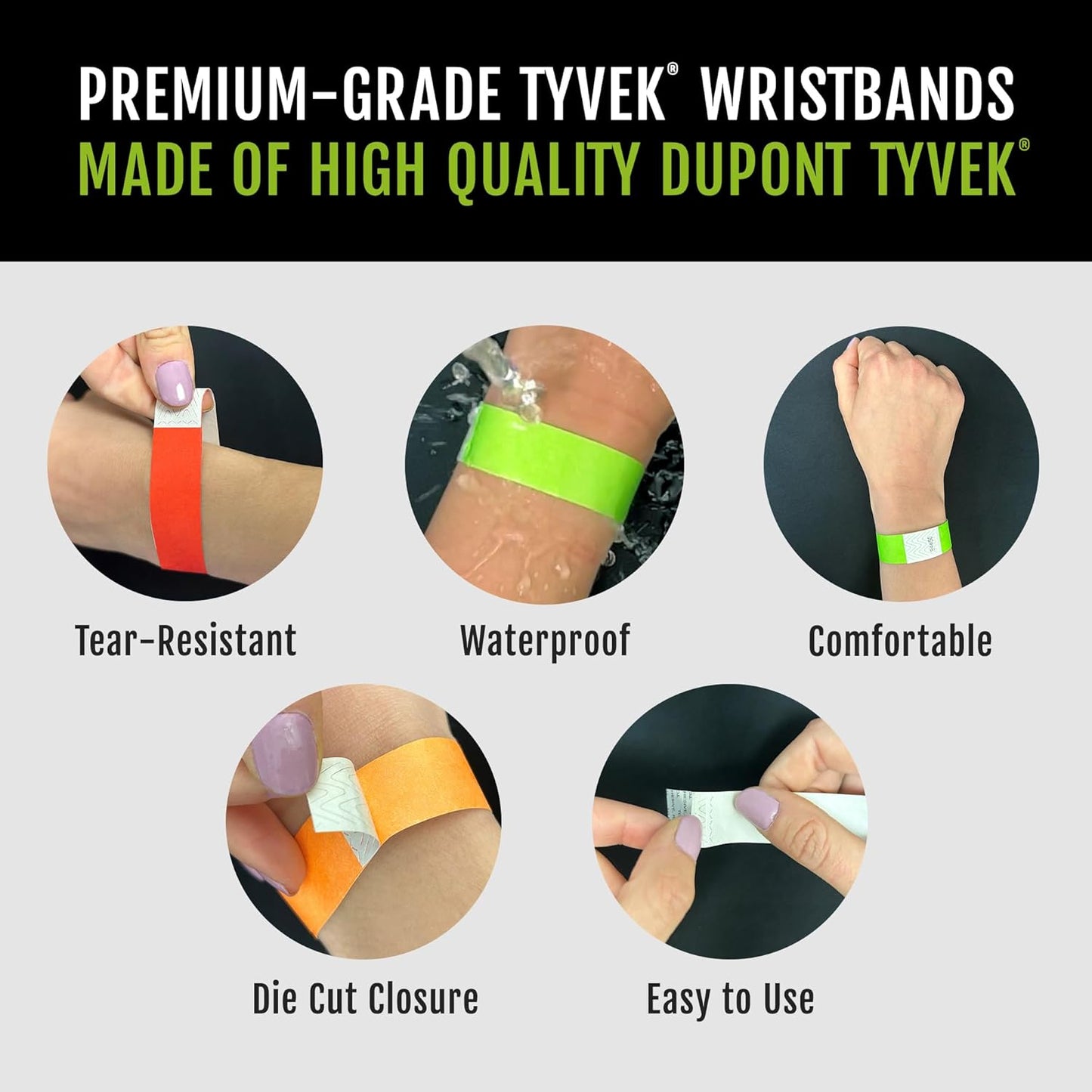 1,200 WristCo Neon Pink Tyvek Wristbands for Events - Tamper-Proof Design & Fluorescent Color Prevent Reuse Premium-Grade Bracelets for Hospital & Medical ID, Party & VIP Identification