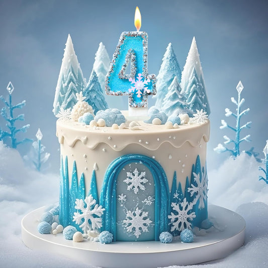 Frozen Birthday Number Candles for Cake, Blue Number 5 Candle, 5th Frozen Cake Topper, Fun Glitter Birthday Candles Cupcake Topper for Party Anniversary Decorations