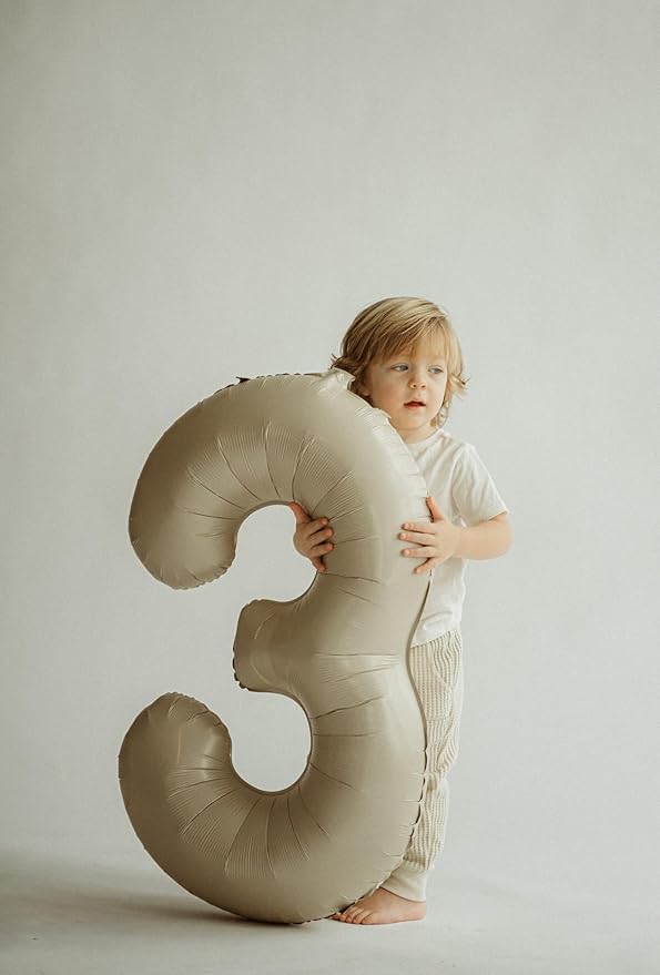 Cream 3 Balloon, Cream Number Balloons 40 Inch, 3rd Birthday Decorations for Kids Girls Boys, Men Women Party Supplies for Party Decorations, Number 3 Balloon