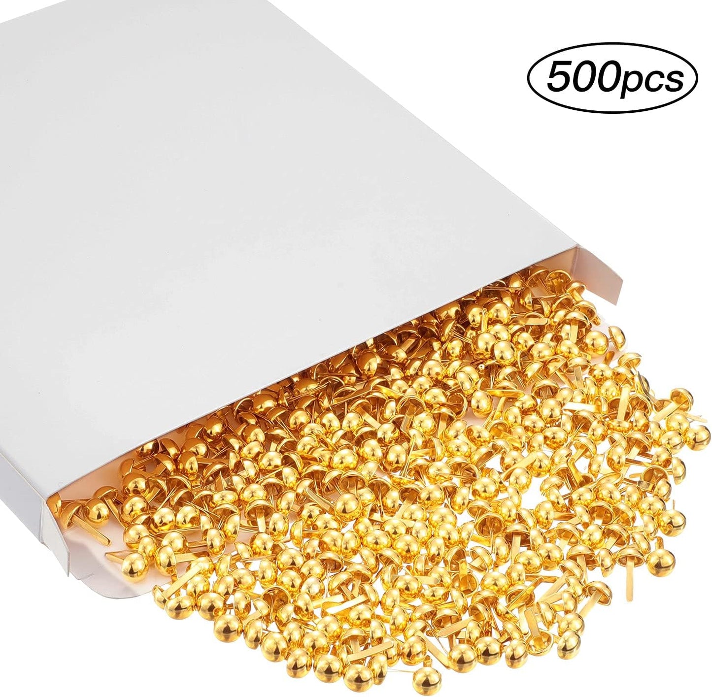 Hotop 500 Pcs Brads for Paper Crafts Metal Round Brass Paper Fasteners for Craft Art Crafting School DIY Supplies(0.24 x 0.47 Inch,Golden)
