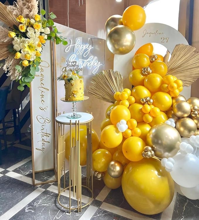 Yellow Gold Confetti Party Balloons, 50pcs12 inch Mustard Light Yellow Gold Latex Balloons for Birthday Wedding Bride Sunflower Theme Party Decoration