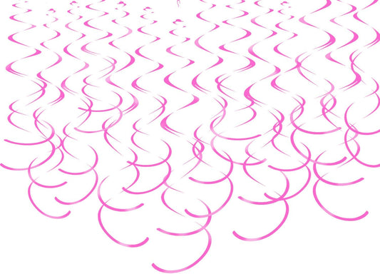 MISU Hot Pink Hanging Swirl Decorations Plastic Streamers Foil Swirls Ceiling Decorations Wedding Baby Shower Birthday Party Decorations, Pack of 30