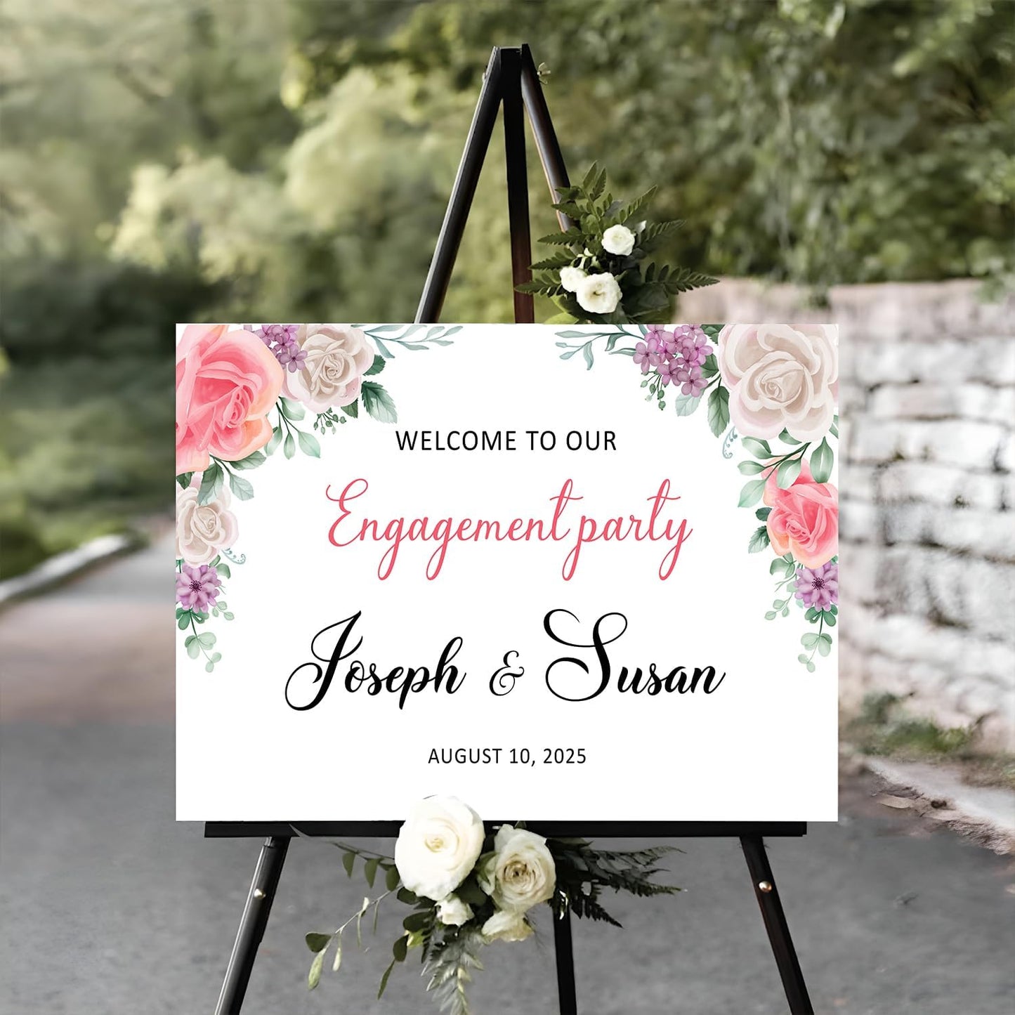 White Theme Engagement Dinner Decorations - Welcome Signs For A Party