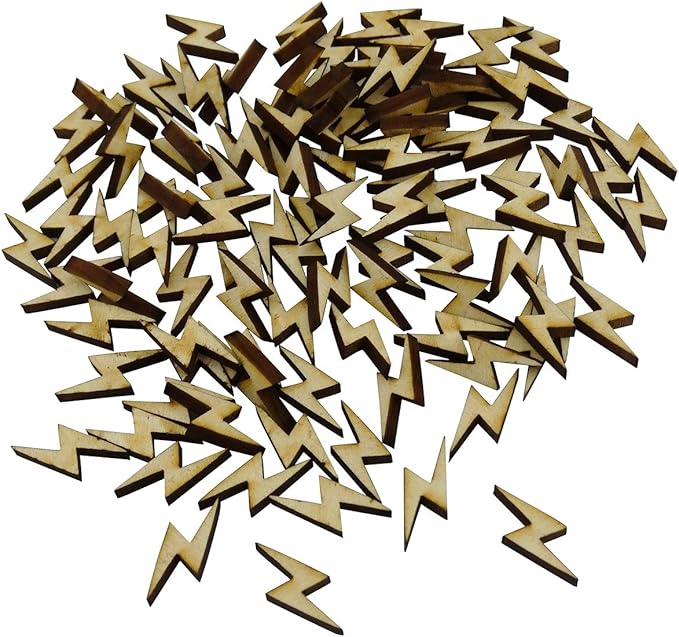 Confetti - Engraved Wood - Rustic Wooden Wedding Decor Party Table Scatter Decorations (Lightning Bolt)