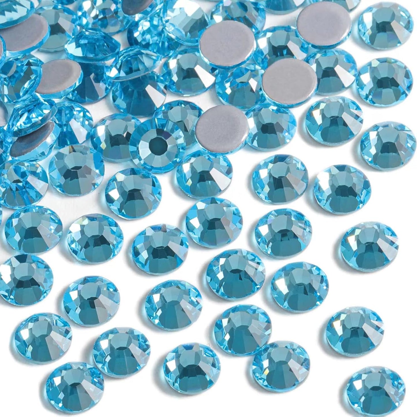 Beadsland Hotfix Rhinestones, 288pcs Crystal Rhinestones for Crafts Clothes DIY Decoration, Aquamarine, SS34, 7.0-7.3mm