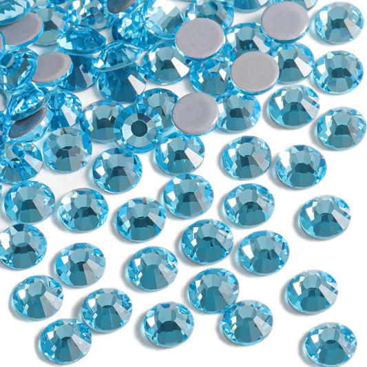 Beadsland Hotfix Rhinestones, 288pcs Flatback Crystal Rhinestones for Crafts Clothes DIY Decorations, Aquamarine(SS30/6.3-6.5mm)