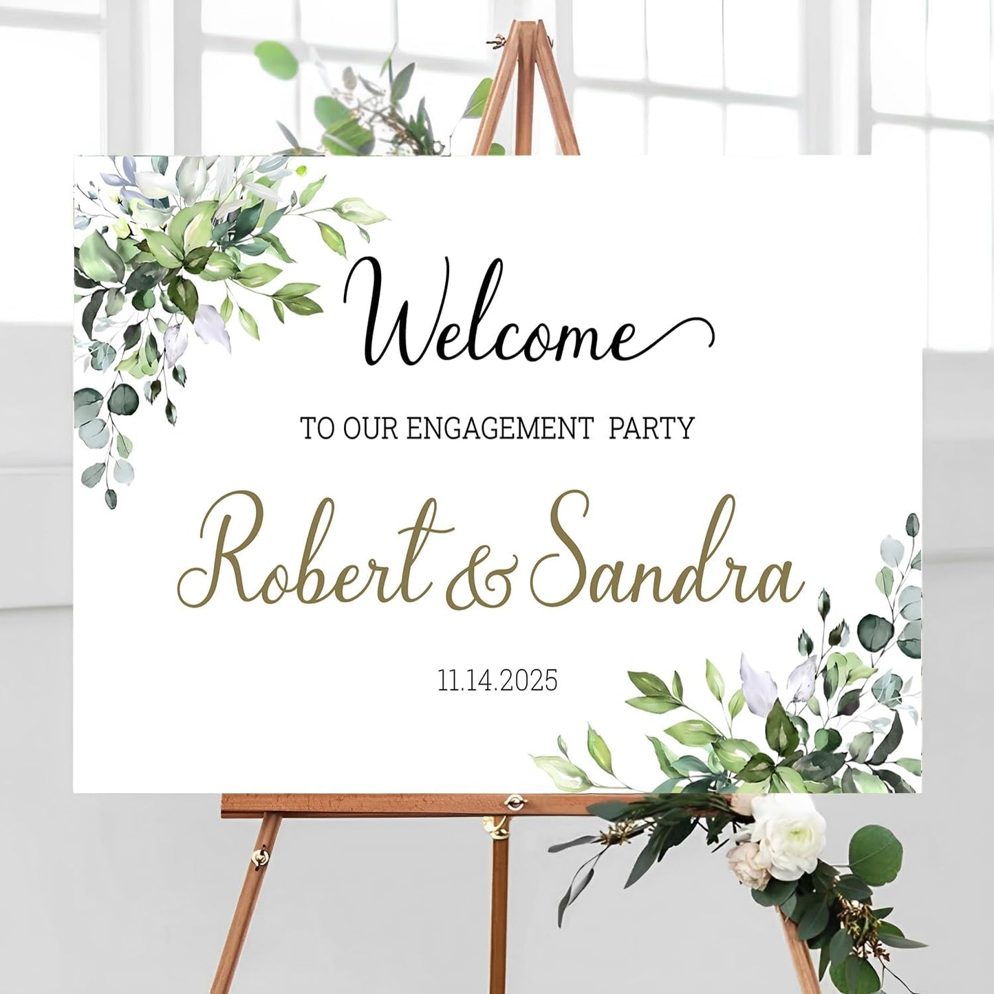 Engagement Sign, Nature-Inspired, Full Size, Plastic, 12x18 inches, Welcome to our Engagement Party