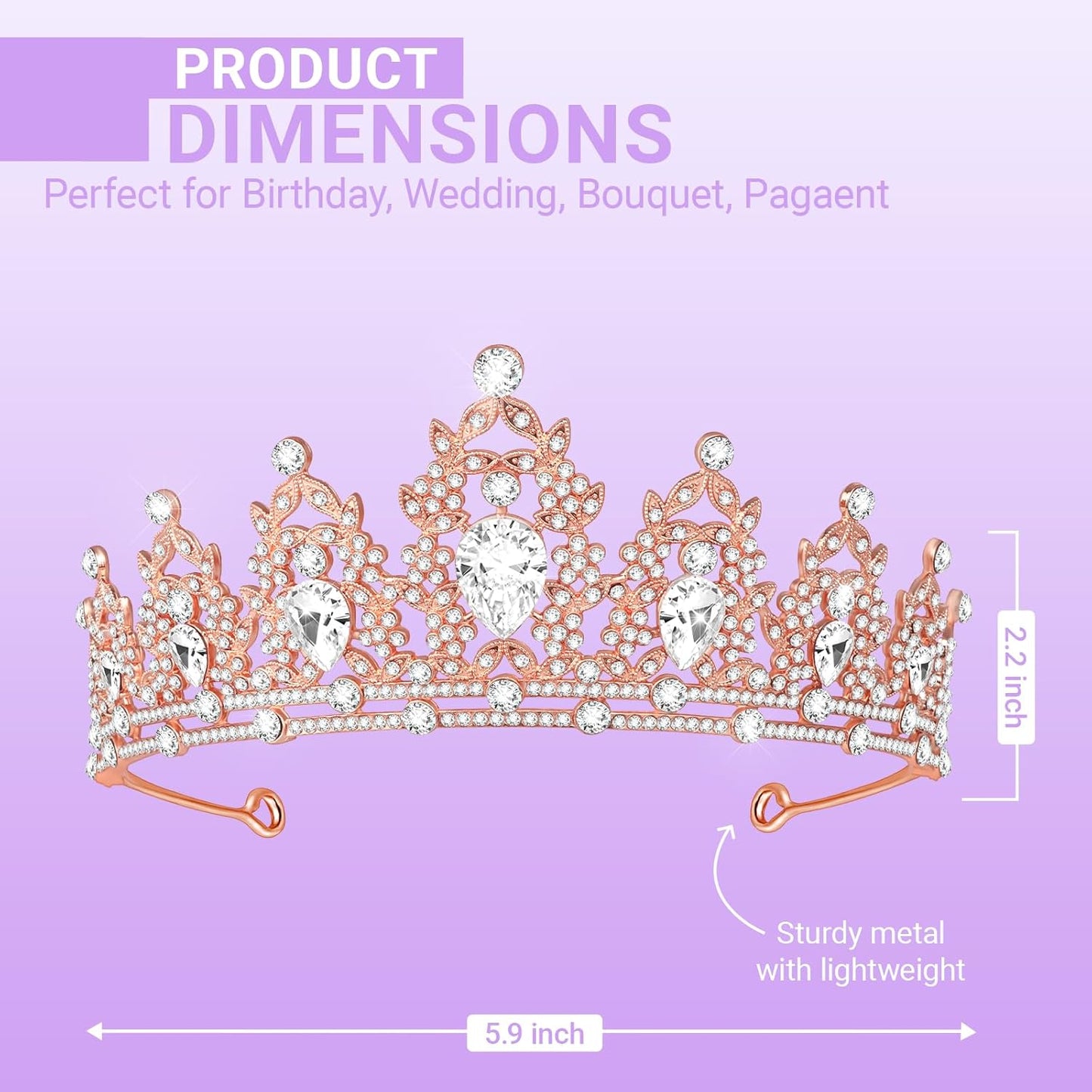 Tiara Crown for Women, Queen Tiara for Birthday Prom Bridal Party Custome Rose