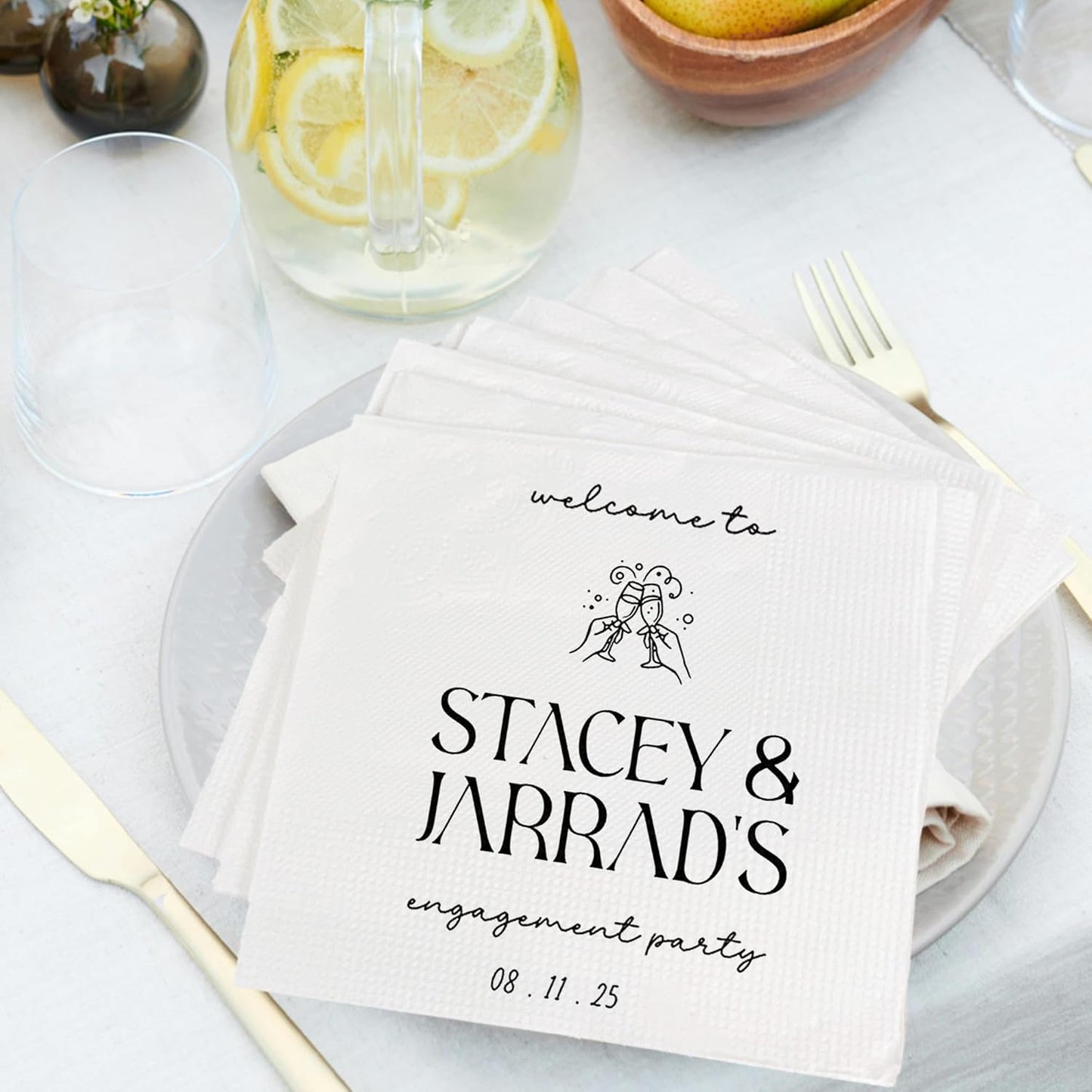 Luxury Custom Pack 15pcs Engagement Napkins, Engagement Napkins for Party, We're Engagement Napkins, Engagement Beverage Cocktail Luncheon Dinner Napkins 1