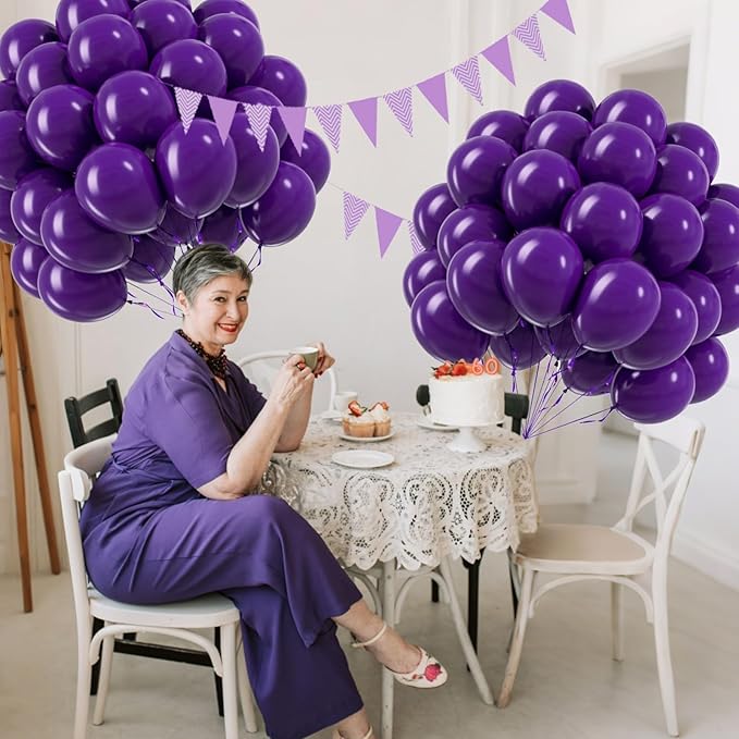 Dark Purple Balloons 12 inch, Purple Latex Balloons 50pcs Party Balloons for Wedding Baby Shower Graduation Anniversary Halloween Birthday Party Decorations