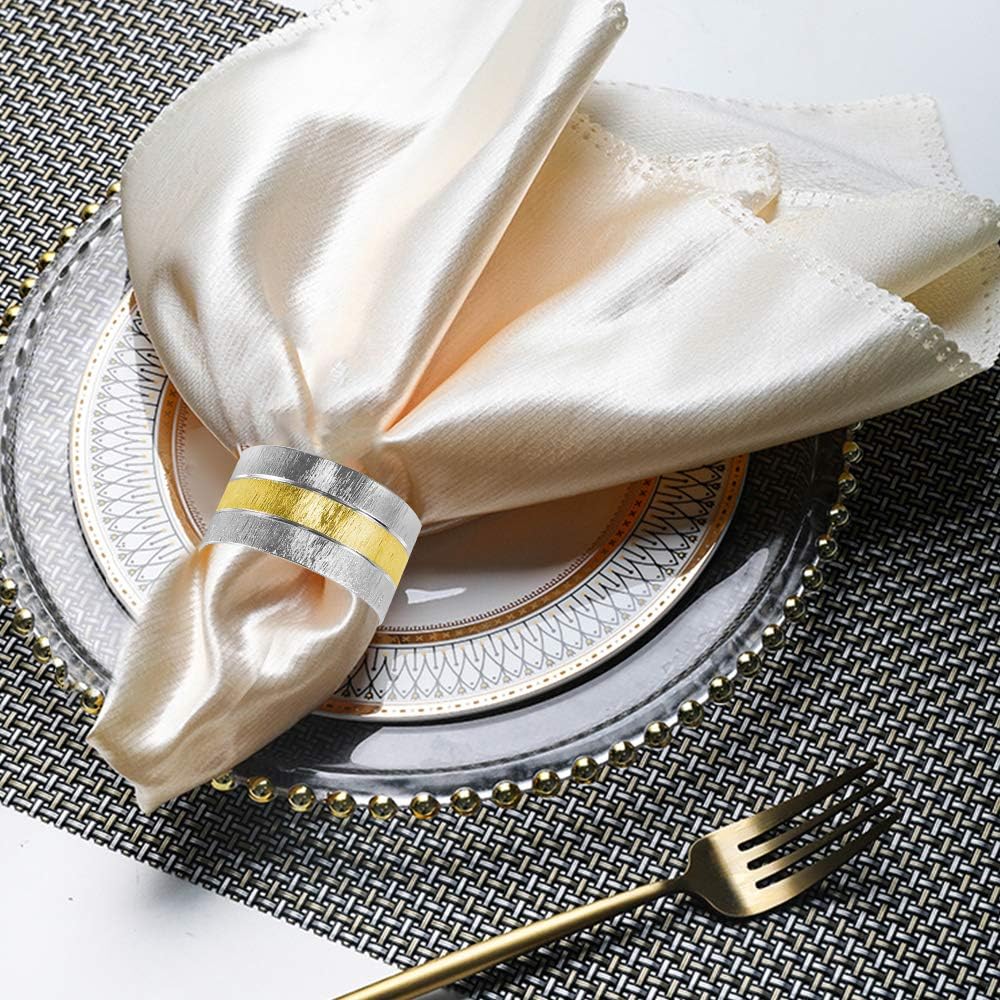 Picowe Napkin Rings, Set of 6 Elegant Metal Buckles Decorative Napkin Ring for Dining Table Parties Wedding, Christmas, Thanksgiving Day Dinner