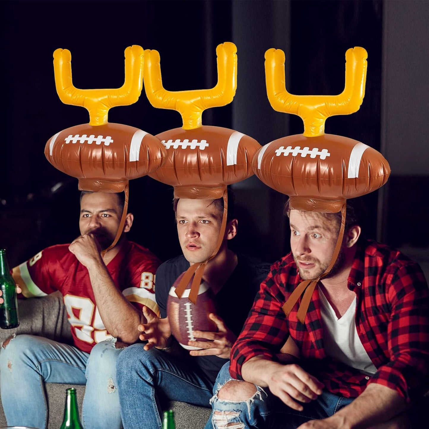 Civaner 2 Set Inflatable Post Ring Toss Football Goal Post Game Include 2 Pieces Hat 6 Pieces Toss Ring for Football Party(Cute Style)
