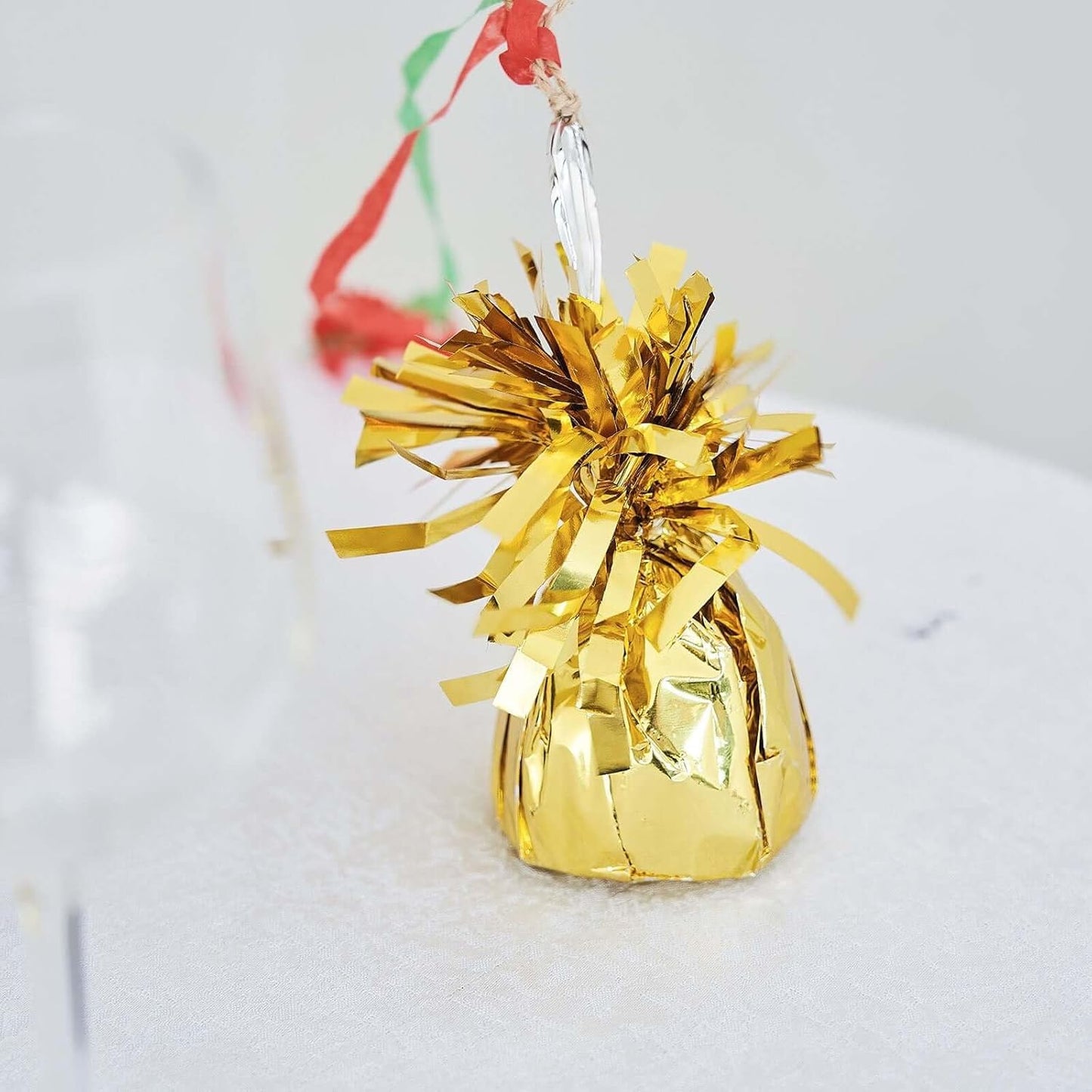 Efavormart 12 Pack Metallic Gold Foil Tassel Top Party Balloon Weights, 5.5oz 5"