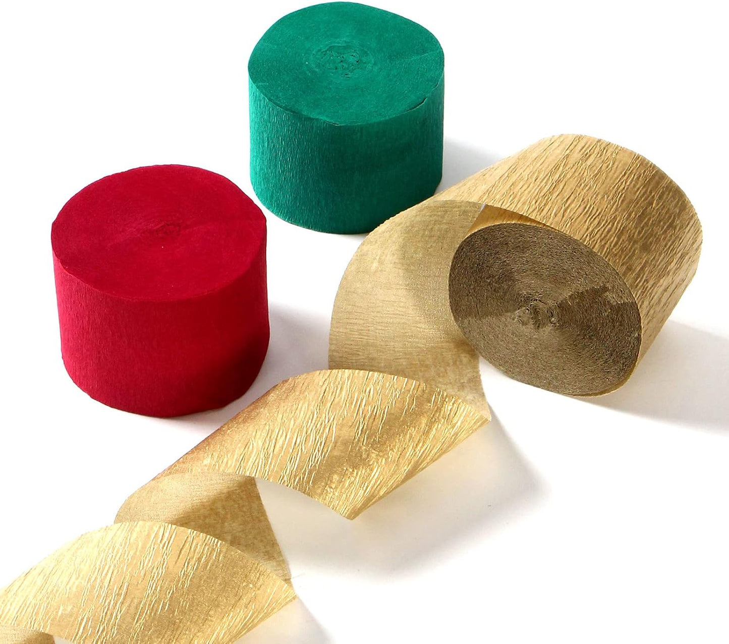 Red-Green Gold Party-Decorations Christmas Streamers - 9 Rolls New Years, Winter Decor Crepe Tissue Paper Streamer Wedding Birthday Baby Bridal Shower Garland Panduola