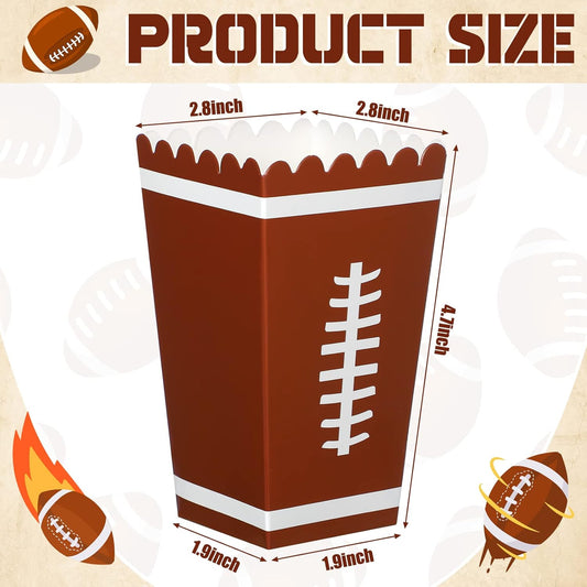 Funtery 24 Pcs Party Popcorn Boxes Popcorn Bags Buckets Container Holder Sport Party Favors for Sport Supplies Decorations(Football)