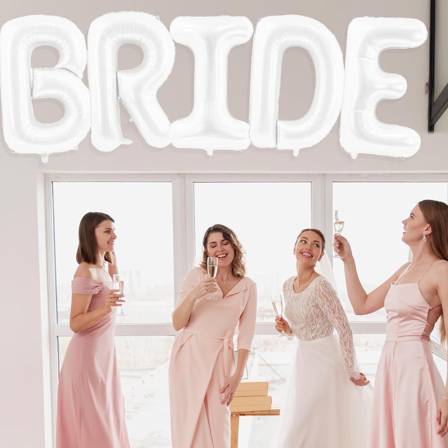 HOUSE OF PARTY Bride Balloon - 40'' Foil Balloons for Wedding Bridal Shower Engagement Party Decor - Bachelorette Party Supplies for Bride-to-Be! (White)