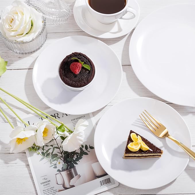 Nervure 100Pcs White Plastic Plates - 10.25inch Disposable White Dinner Plates - Heavy Duty Plastic Plate Ideal for Wedding & Party (Pack of 2)