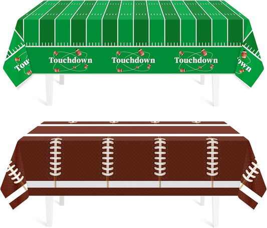 Football Party Decorations,2 Pack Football Tablecloth Disposable Plastic Tablecloth 54" x 108",Football Birthday Party Decor,Football Table Cloth for Rectangle Tables,Football Party Supplies for Home