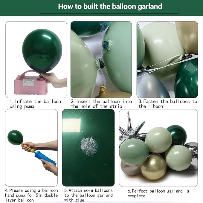 Emerald Green Gold Balloons Dark Green Silver Gold Balloon Arch Dusty Green Balloon Garland Kit for St. Patrick's Day Birthday Wedding Anniversary Graduation Party Decorations