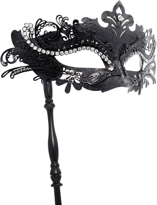 Coddsmz Masquerade Mask with Stick Venetian Mask Mardi Gras Decorations for Womens Halloween Costume Mask