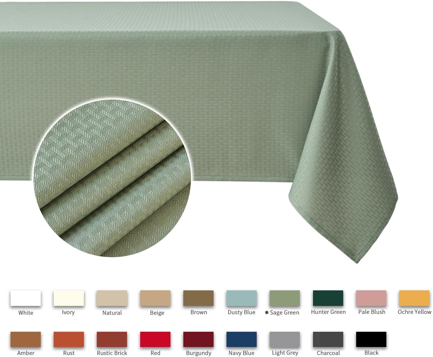 maxmill Square Tablecloth Weaved Texture Stain Resistant Waterproof Wrinkle Free Washable Soft Table Cloth, Decorative Fabric Table Cover for Dining Room Dinner Parties, 52 x 52 Inch, Sage Green