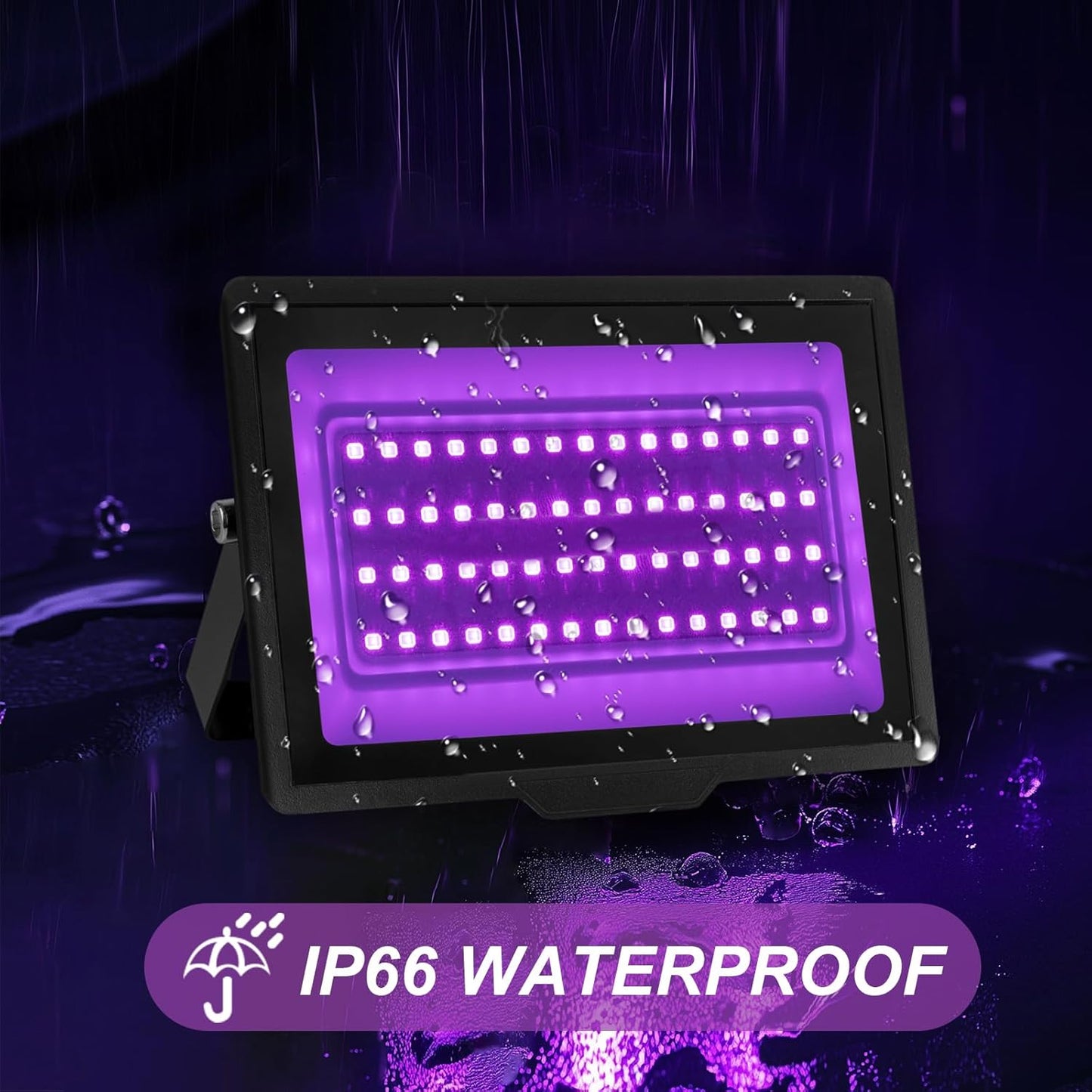 2 Pack 40W LED Black Light IP66 Waterproof,Blacklight with Plug and Switch,Flood Light for Glow Party,Halloween Decoration, Body Paint, Fluorescent Poster, Stage Lighting,Neon Glow,5.25Ft Cord