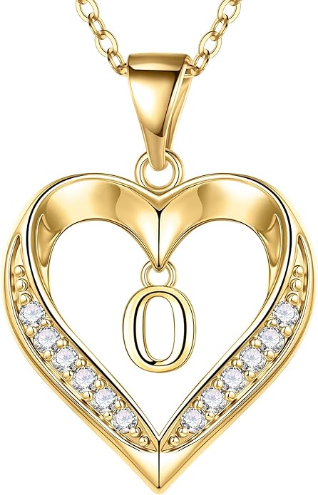 TURANDOSS Valentines Day Gifts for Kids Teen Girls - Heart Initial Necklaces, Dainty 14K Gold Plated CZ Heart Letter A-Z Pendant Necklace Trendy Jewelry Valentines Day Gifts for Wife Girlfriend