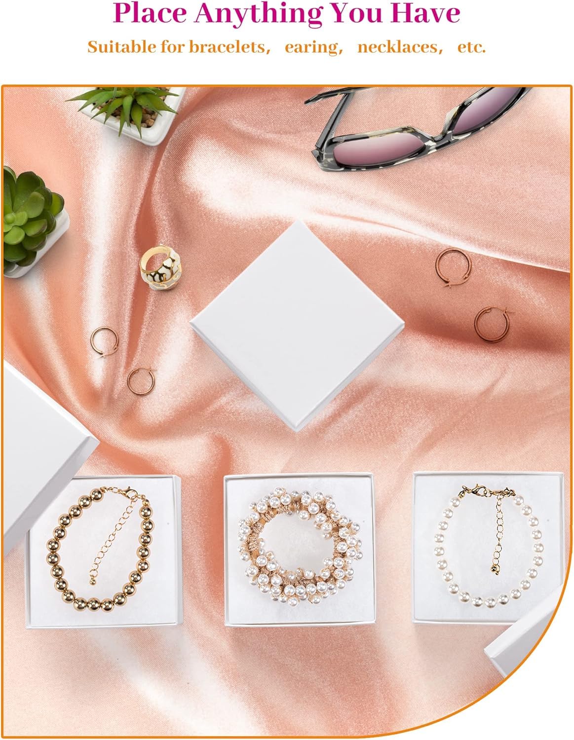 MESHA Jewelry Boxes White 3.5x3.5x1 Inch 240 Pcs, Matte Small Gift Box Cardboard Jewelry Boxes with Cotton Filled and Lids, Jewelry Box Bulk for Small Business Packing Necklace, Earring, Ring