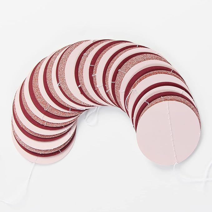 Rose-Gold Pink Burgundy Party Decorations - 52Ft Paper Streamers Women Girl Birthday Garland Baby Bridal Shower Banner Bachelorette Engagement Wedding Mothers Day Valentines Decor HongTongTong