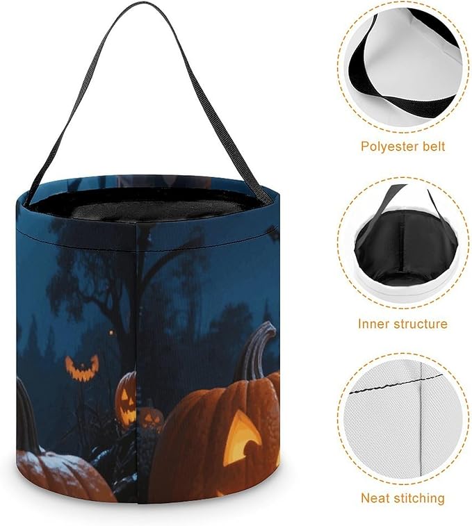 Halloween Candy Bucket - Halloween Night Moon Pumpkins Castle Trick Or Treat Candy Bag, Gift Bag for Party Favor Supplies