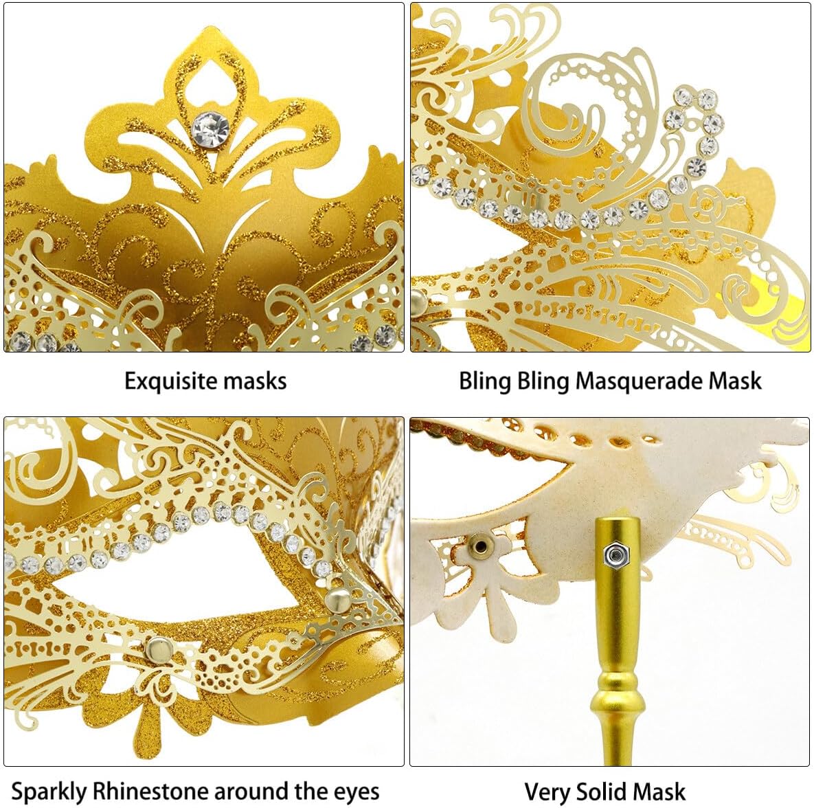 Coddsmz Masquerade Mask with Stick Venetian Mask Mardi Gras Decorations for Womens Halloween Costume Mask