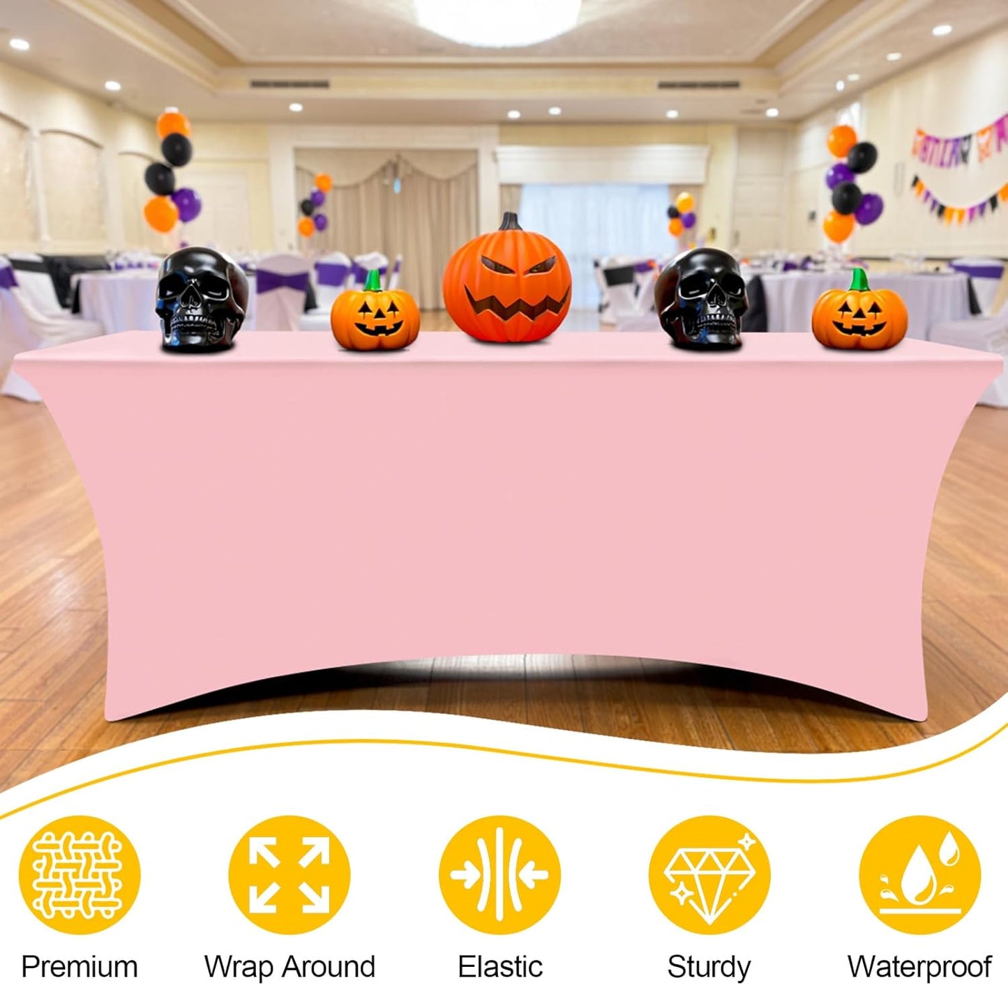 Smiry 2 Pack Spandex Table Cloth 6FT, Elastic Fitted Stretch Tablecloths for Rectangle Tables, Washable Table Cover for Outdoor, Wedding, Banquet & Parties (Pink, 72Lx30Wx30H Inch)
