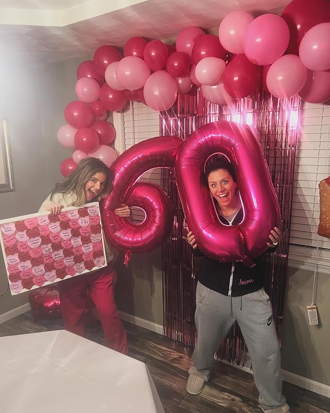 Hot Pink Number 6 Balloon 40 Inch, 6th Birthday Party Decorations for Children, Giant 6 Foil Balloon for Party Supplies