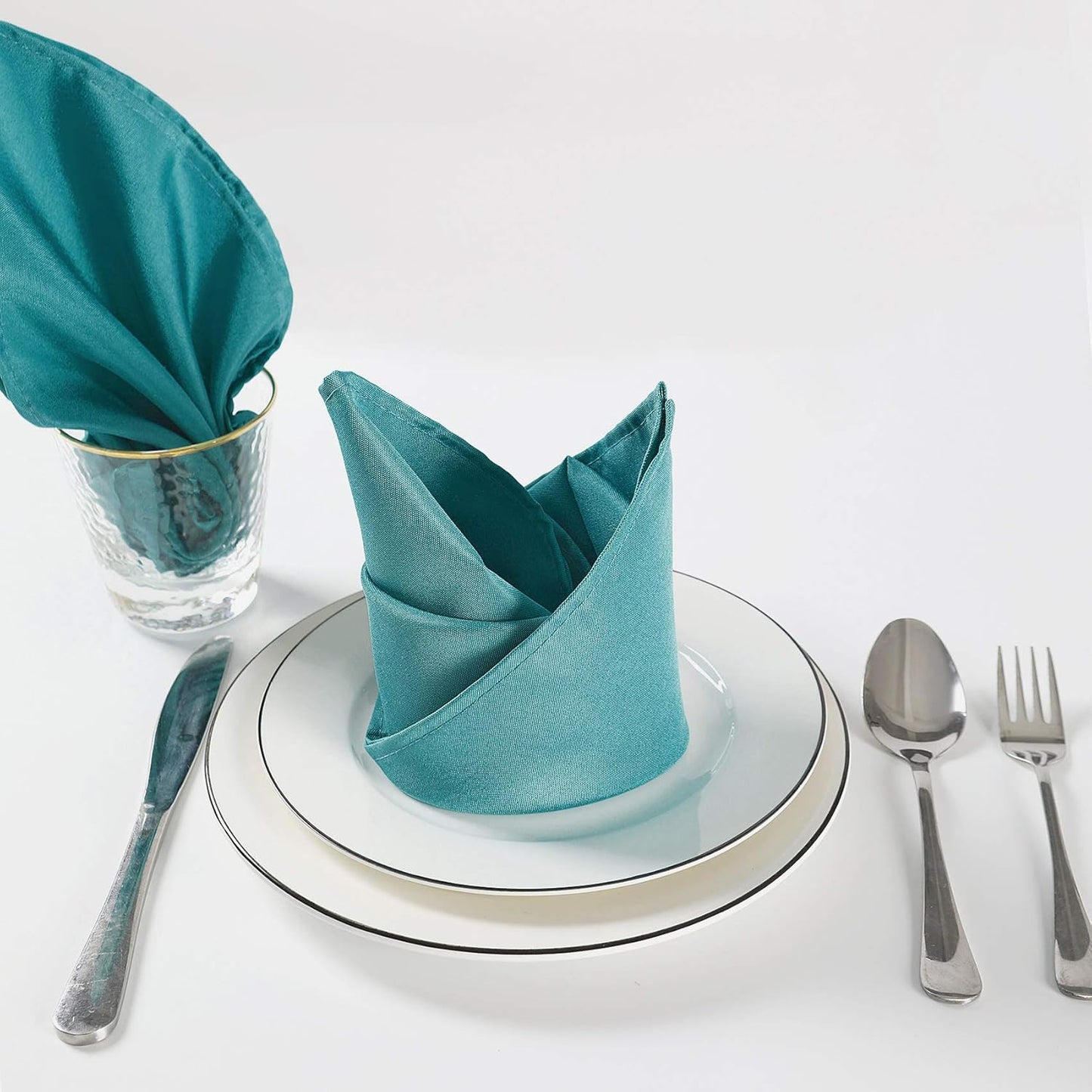 Cloth Napkins 20x20 inch Washable Polyester Dinner Napkins Soft Table Napkins for Wedding Party Dining Banquet(Teal,25PCS)