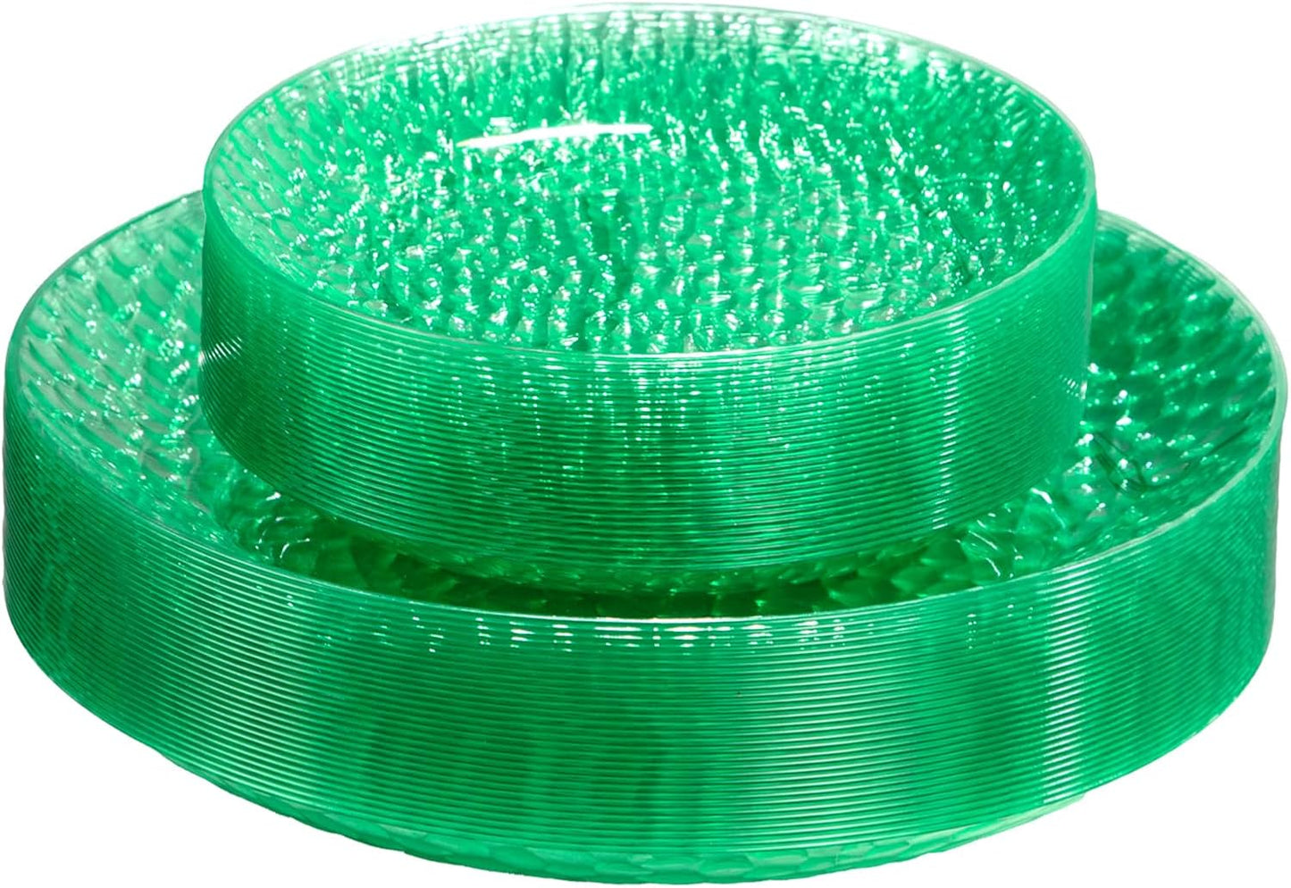 Rubtlamp 60Pcs Green Plastic Plates, Heavy Duty Disposable Plates With Hammered Design, Green Party Disposable Plate Include 30 Dinner Plate, 30 Salad Platos, Fancy Plastic Platos For Wedding