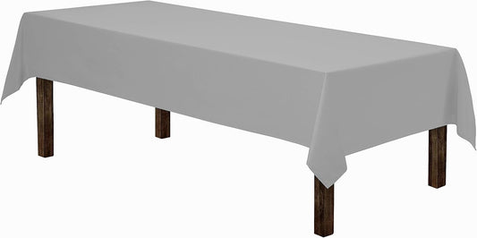 Gee Di Moda Rectangle Tablecloth - 60 x 84 Inch Silver Table Cloth for 5 Foot Rectangle Table - Heavy Duty Washable Fabric - for 5 Ft Buffet Table, Holiday Party, Dinner, Wedding & Baby Shower