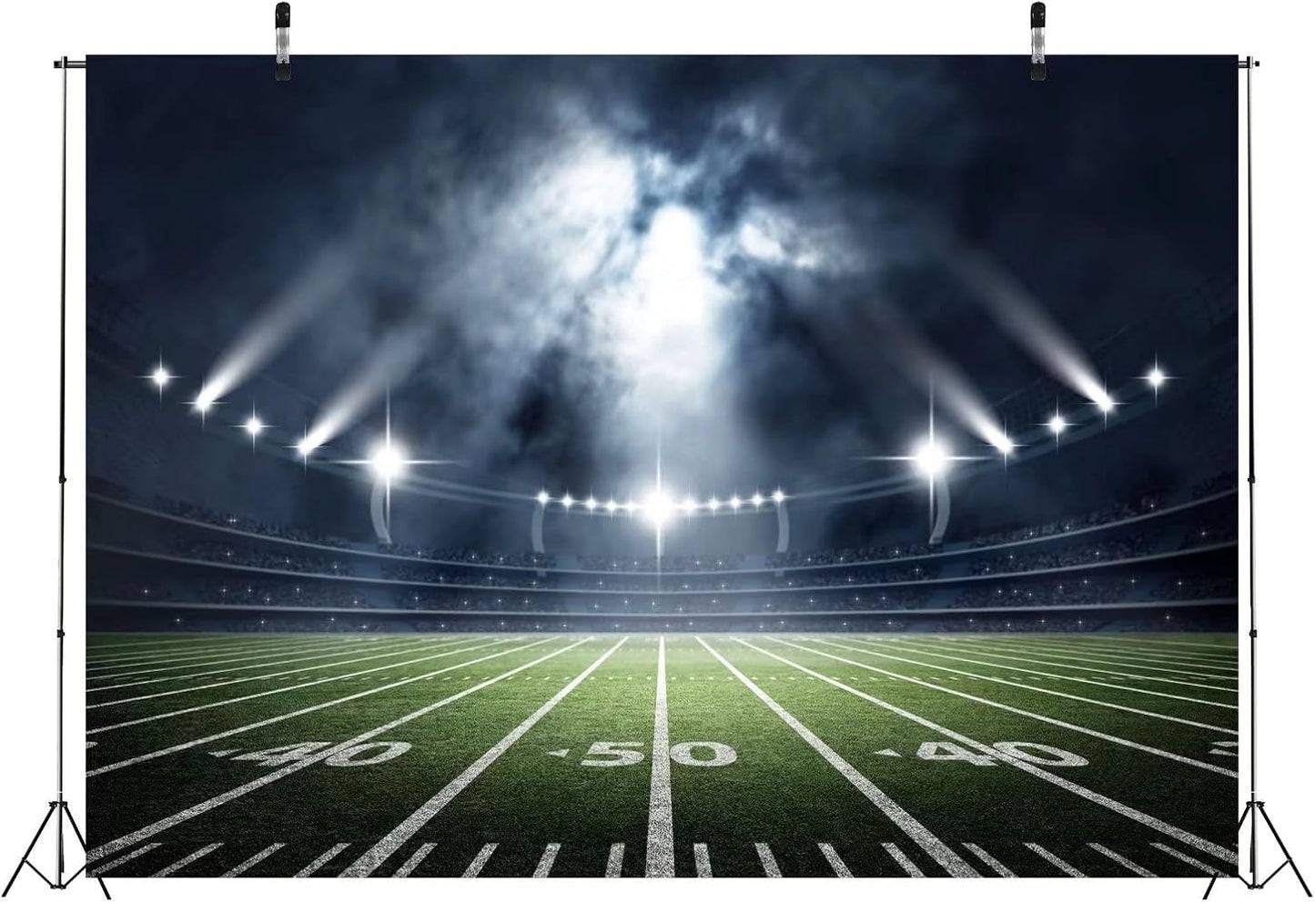 BELECO Fabric Football Field Backdrop - Sports Game Stadium Theme Birthday Party Decorations - Newborn Kids Adults Photo Booth Shooting Family Props
