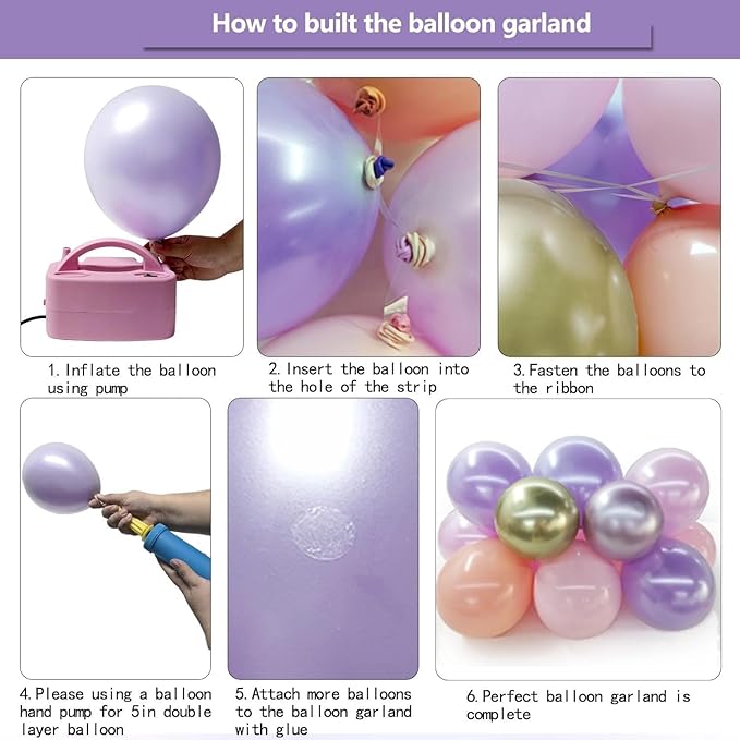 Purple Pink Balloon Arch Lavender Lilac Balloons Double Stuffed Pearl Pink Purple Balloon Garland Kit for Baby Shower Birthday Bridal Wedding Spring Party Decorations