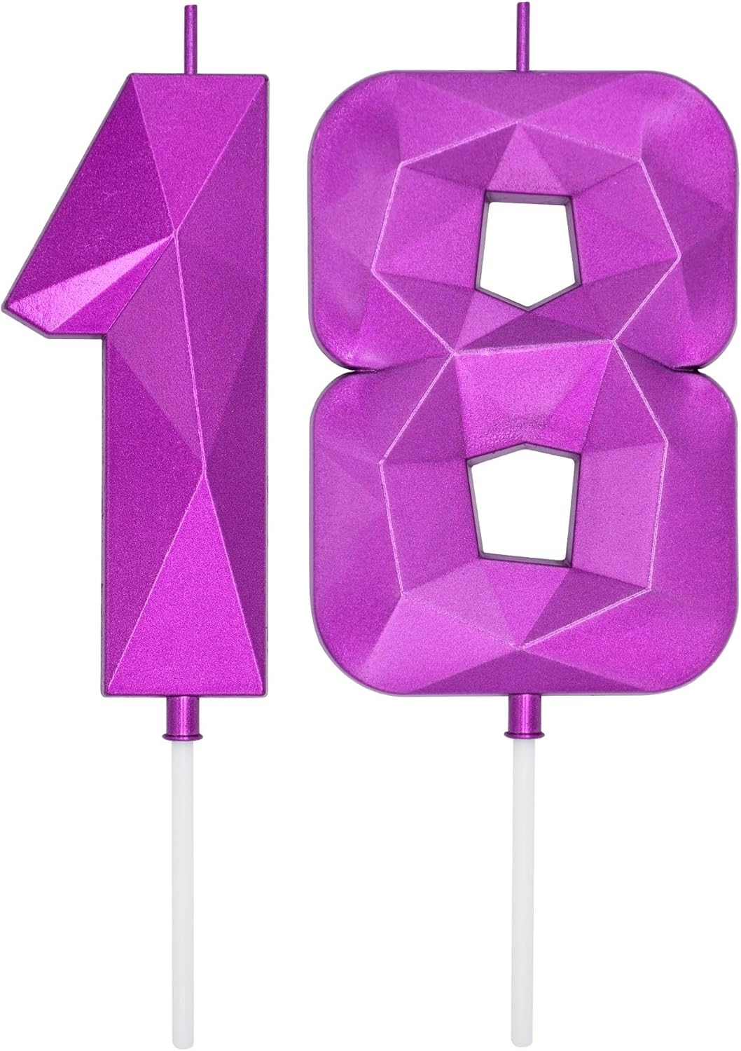 DERVENTA Large Birthday Candle Number 3D Purple 3.7 inch Party Celebration Anniversary Decoration Cake Topper 1 Piece (Number 18 Purple)