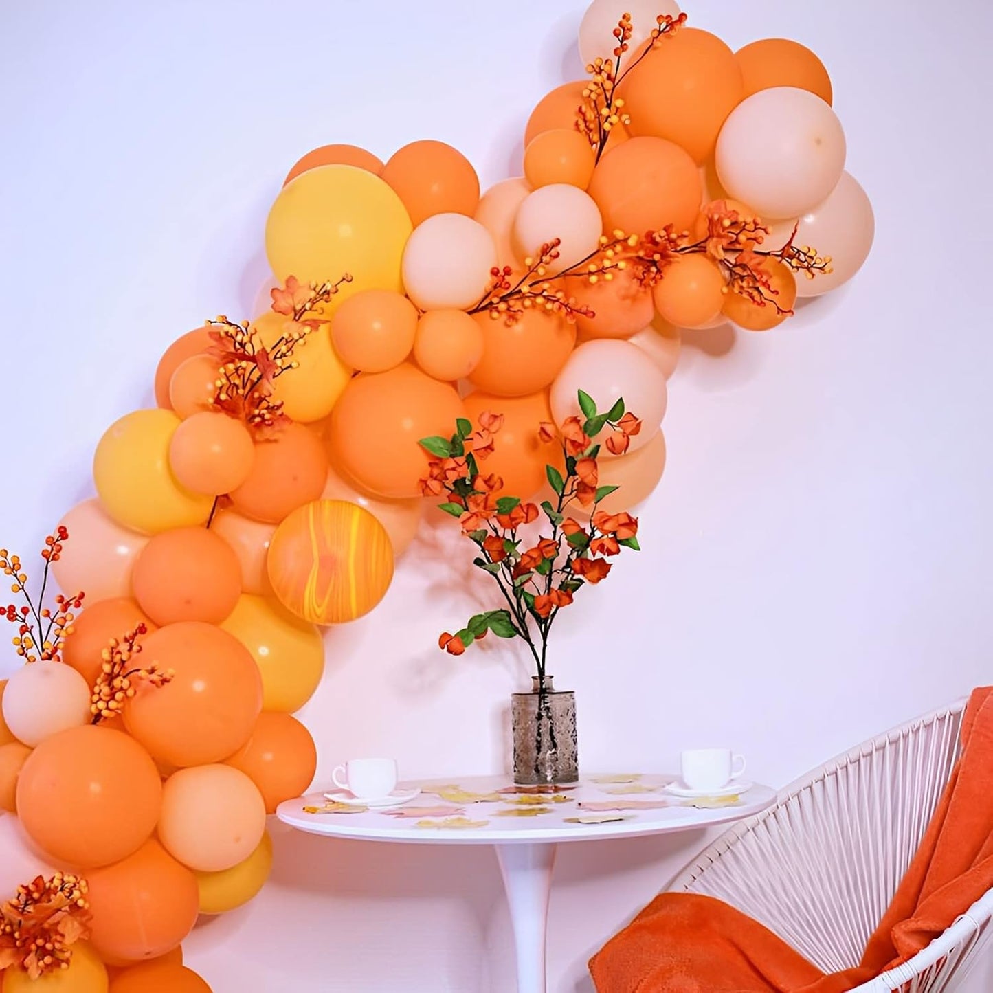 105pcs Orange Balloons 12inch Party Latex Balloons for Boys Girls Birthday Baby Shower Gender Reveal Wedding Sunflower Party Decorations