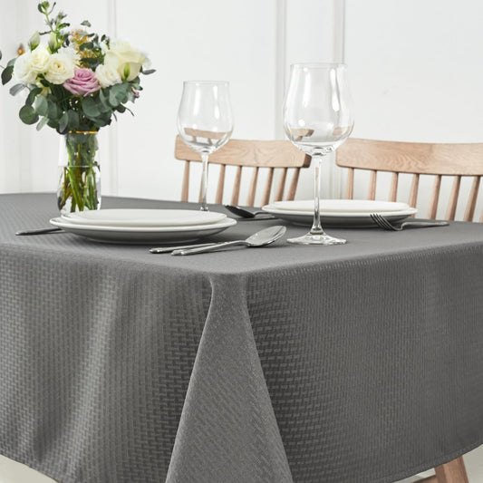maxmill Tablecloth Stain Resistant Waterproof Wrinkle Resistant Spillproof Washable Soft Weaved Texture Table Cloth for Dining Room, Indoor Outdoor Use, Rectangle 60 x 140 Inch, Charcoal Gray
