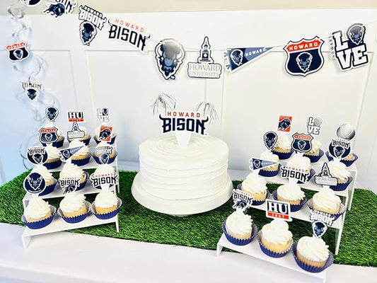 Howard University Party Supplies for Football, Birthday Gift, HU Graduation Party Banner and Cake Toppers (42 Pieces) (Howard Bison)