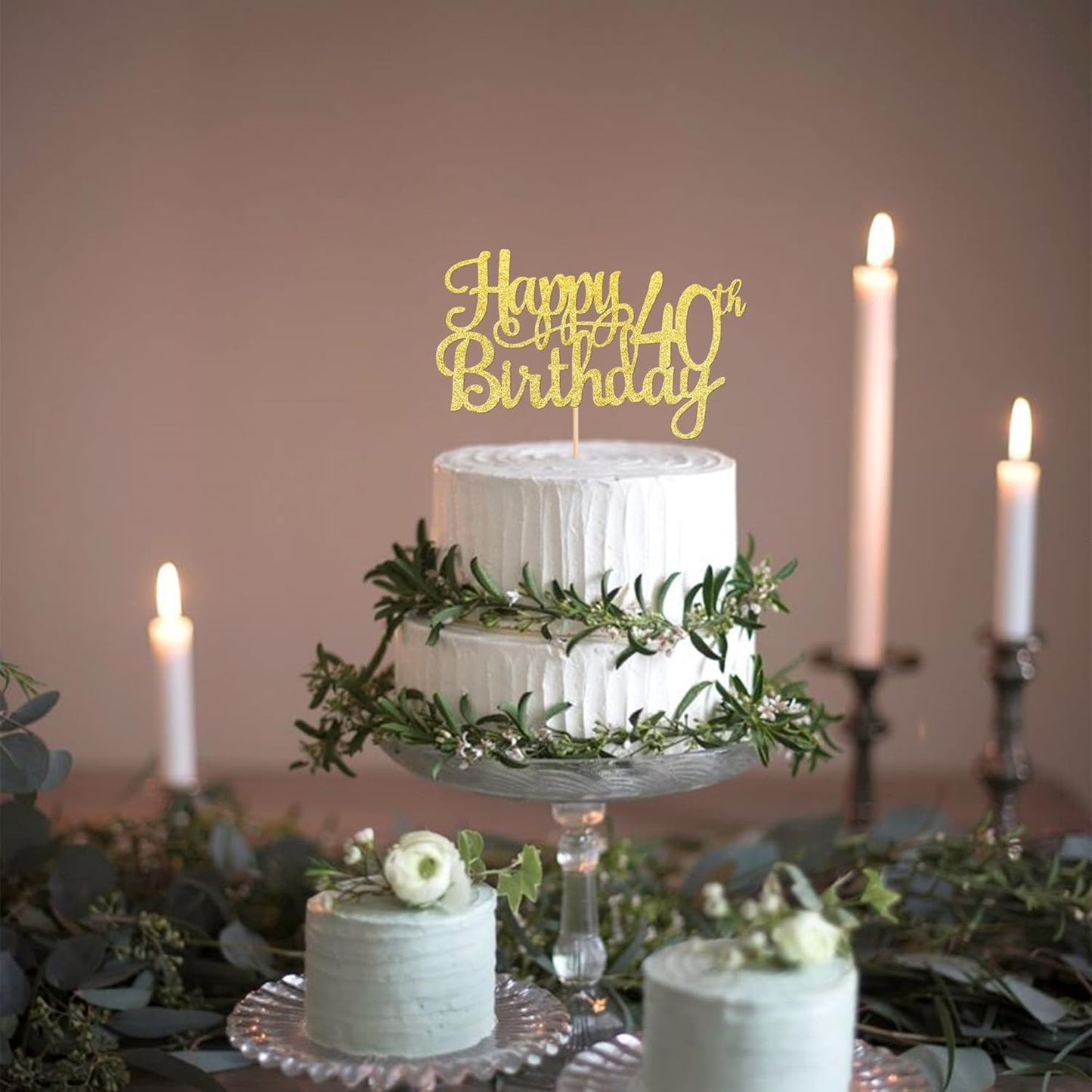 1 PCS Happy 40th Birthday Cake Topper Gold Glitter Cheers to 40 Years Birthday Cake Pick 40 Fabulous Cake Decoration for Happy 40th Birthday Anniversary Party Decorations Supplies