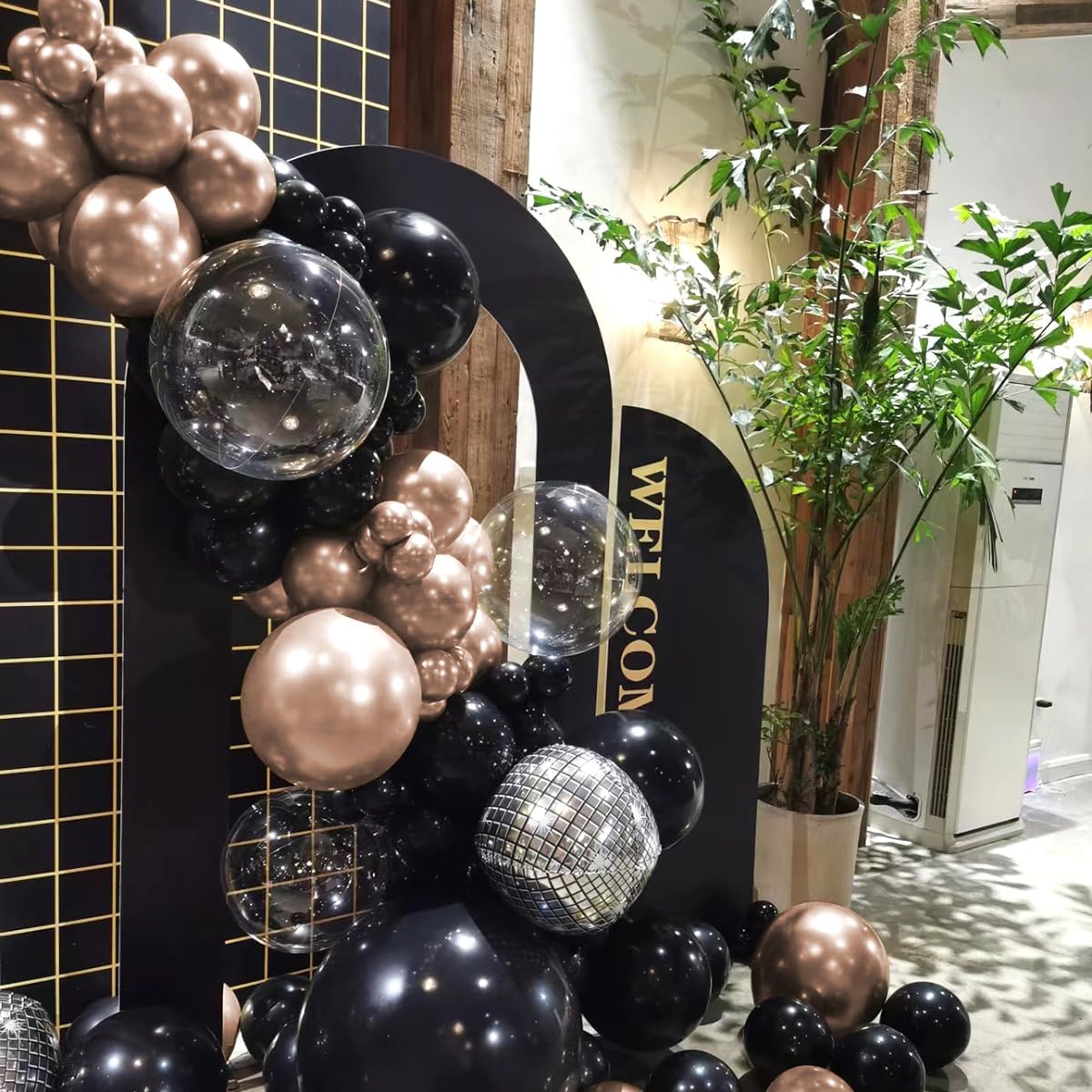 Champagne Gold and Black Balloon Arch Kit, 151Pcs Black Gold Bobo Balloons Garland 18 12 10 5 inch for Birthday, Graduation, Baby Shower, Wedding, Anniversary, Holiday Party Decoration
